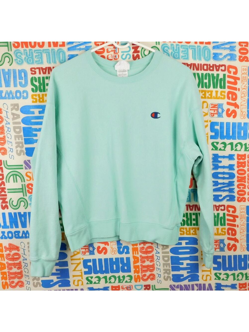 Champion Reverse Weave Women's Large Mint Green Cropped Crewneck Sweatshirt